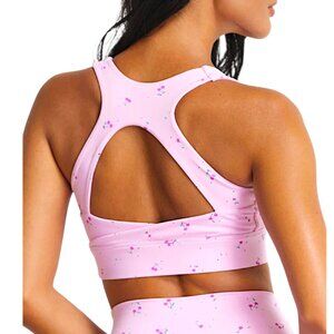 Astoria Luxe Blossom racer back crop sport gym bra in pink cherry print Ws S NWT